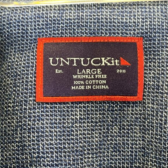 Untuckit Shirt Mens Large Veneto Blue Button Up Wrinkle Free Long Sleeve 40250 - Picture 2 of 4